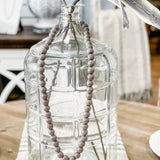 Circle of Wooden Garland with Tassel | Grey Beads