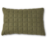 Quilted Rectangular Olive Green Wool Pillow