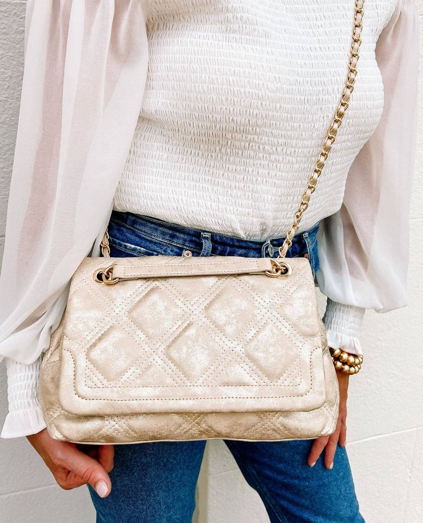 Cecillia Quilted Handbag CREAM