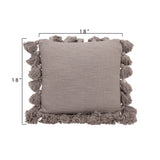 Cotton Slub Pillow with Tassels | Gray