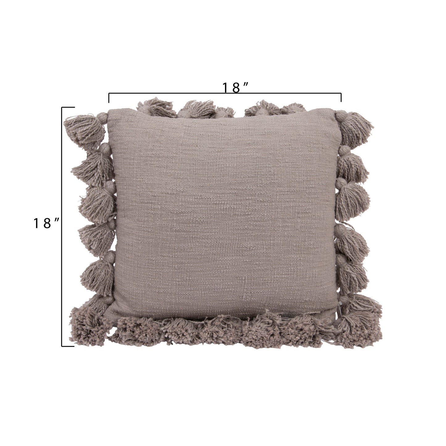 Cotton Slub Pillow with Tassels | Gray