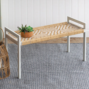 Natural Fiber Woven Bench