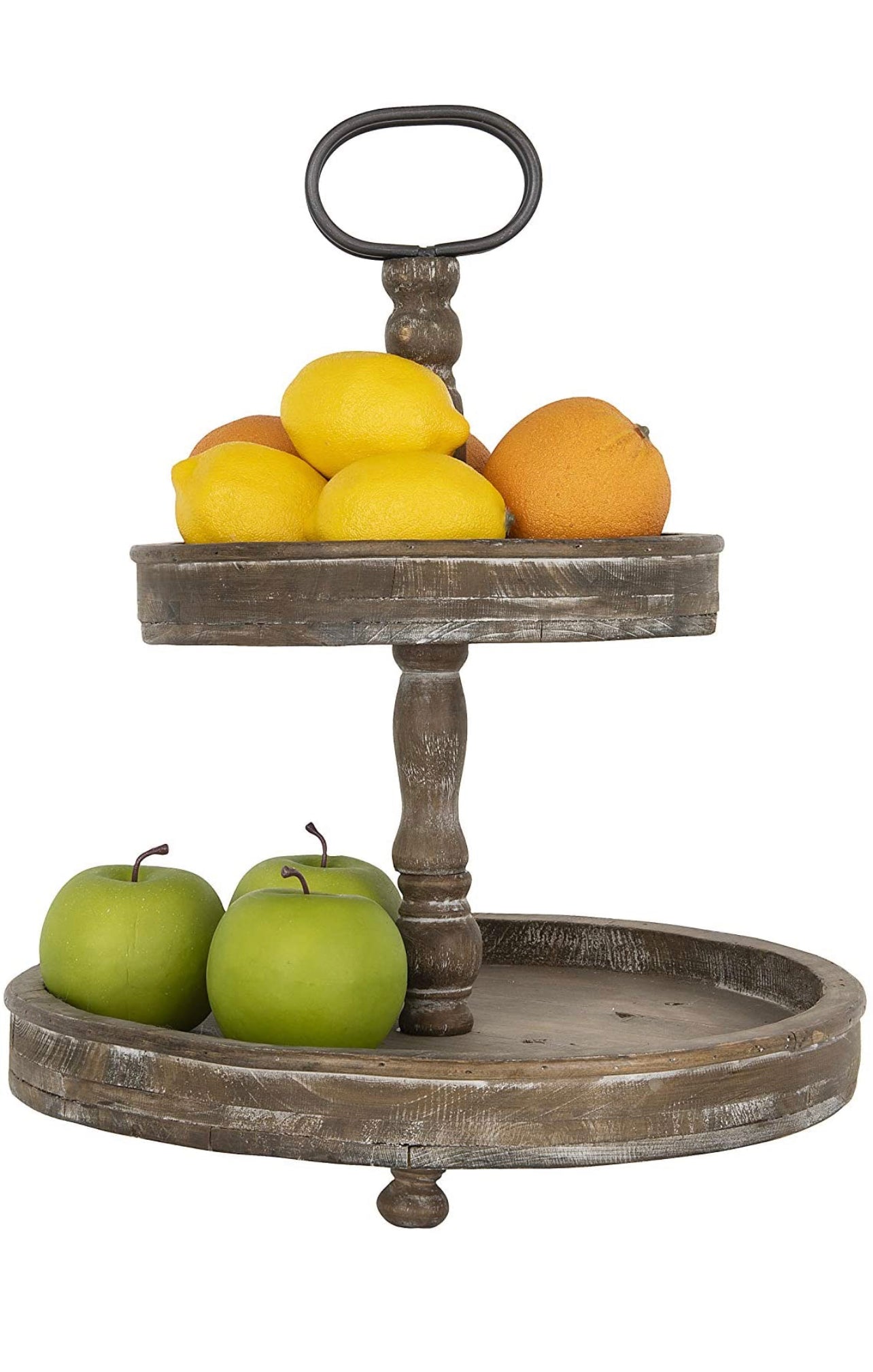 Wooden Distressed Two-Tier Tray
