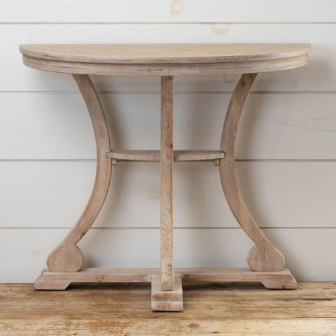 Semi Circle Wood Table | Damaged/As Is