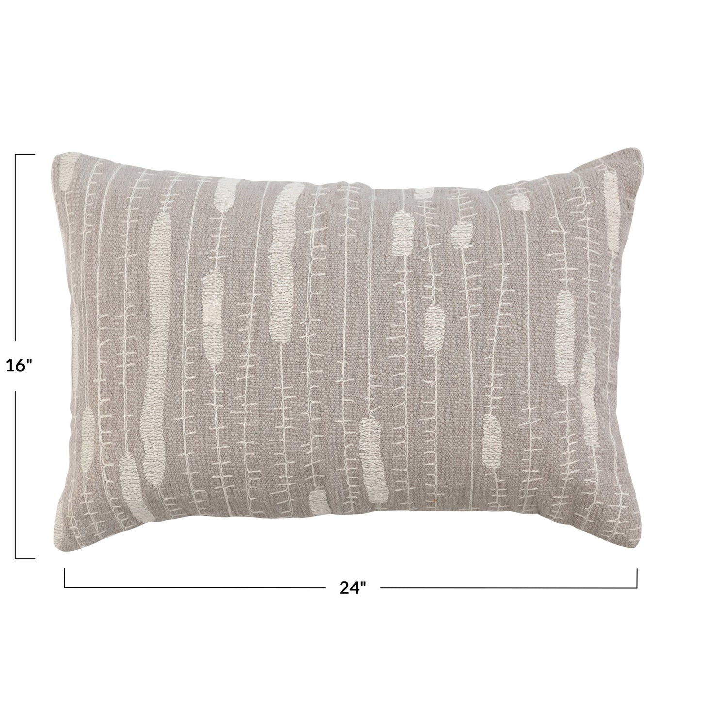 Cotton Lumbar Pillow w/ Embroidery, Down Fill