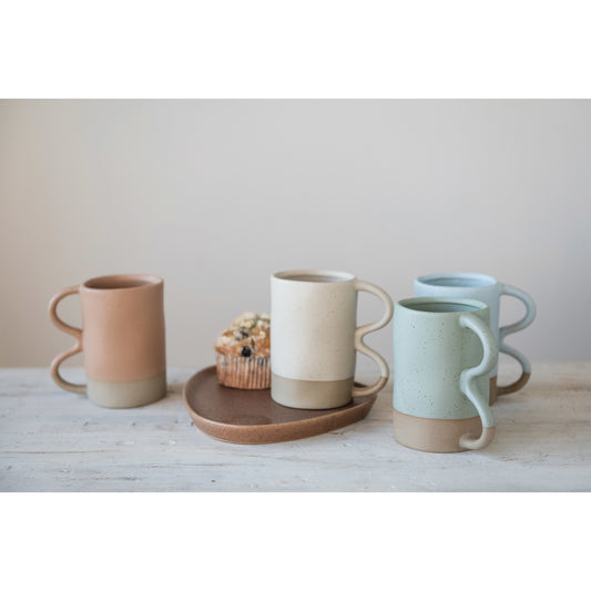 Double Loop Stoneware Coffee Mug