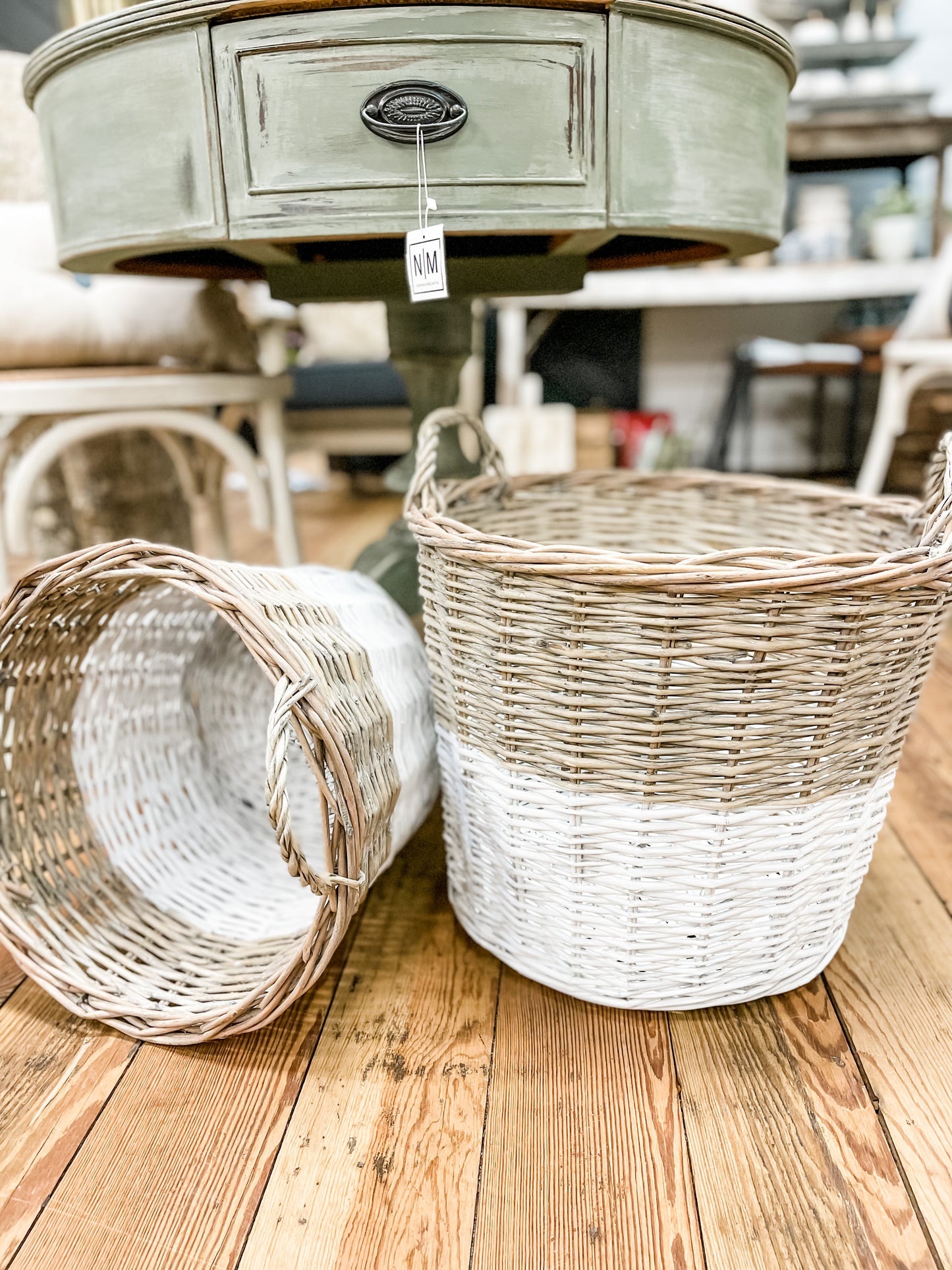 Dipped Wicker Basket with Handles | Multiple Sizes