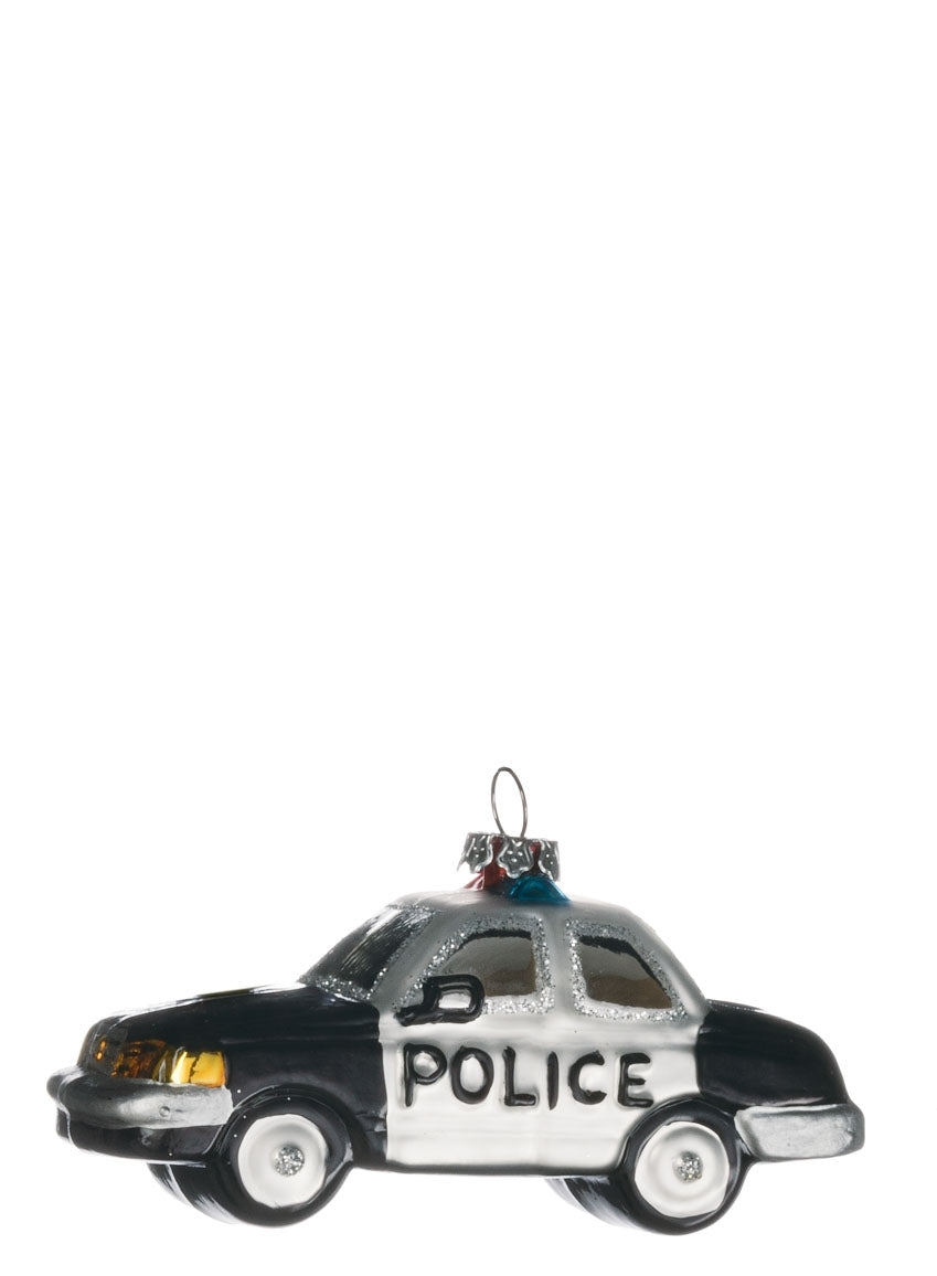 Glass Police Car Ornament