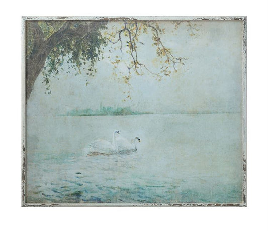 Wood Frame Swan Print