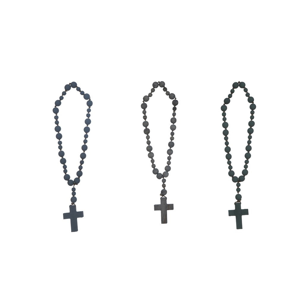 Wood Bead Rosary w/Cross