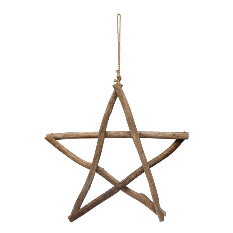 Handmade Driftwood Star Ornament, Natural