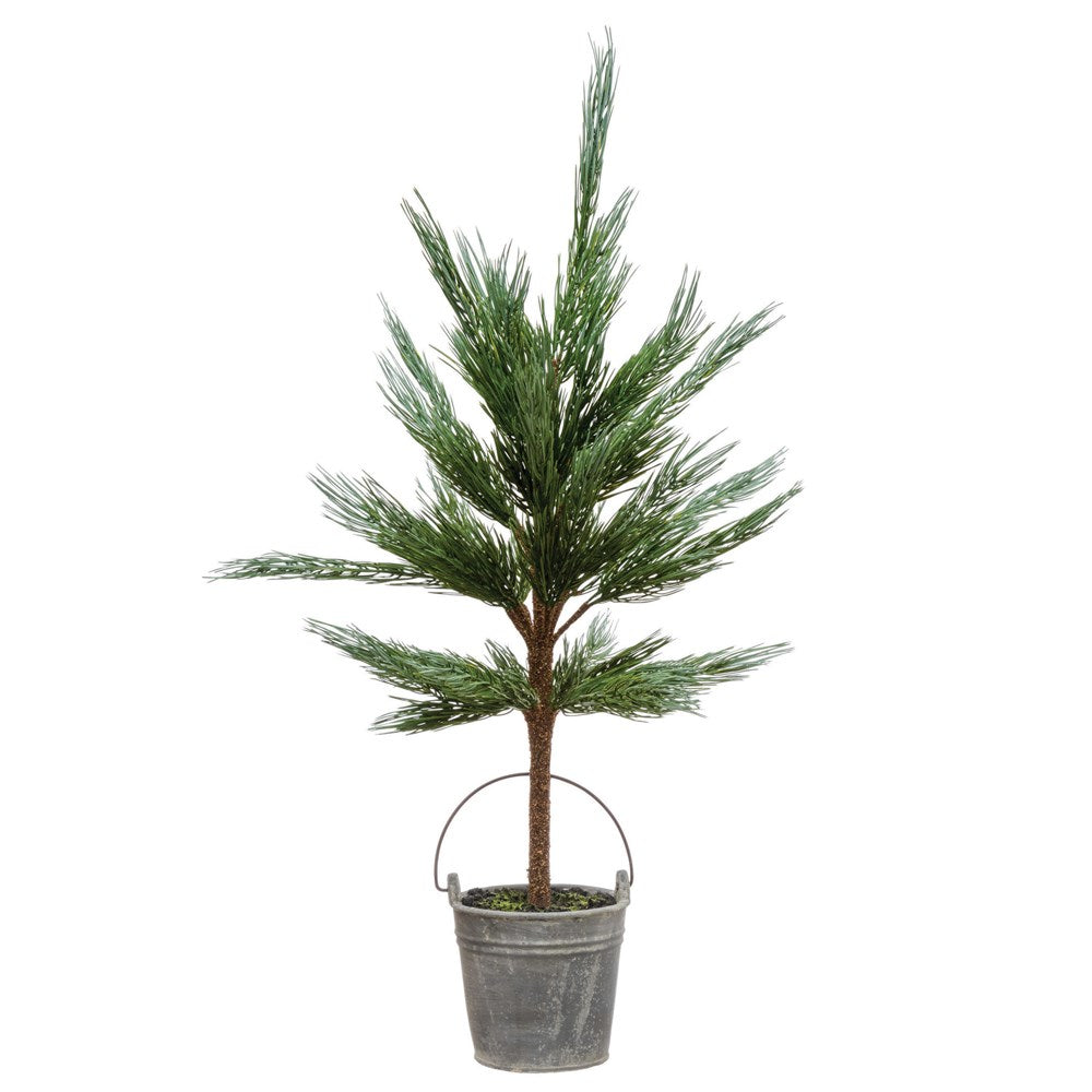Faux Pine Tree in Cement Pot